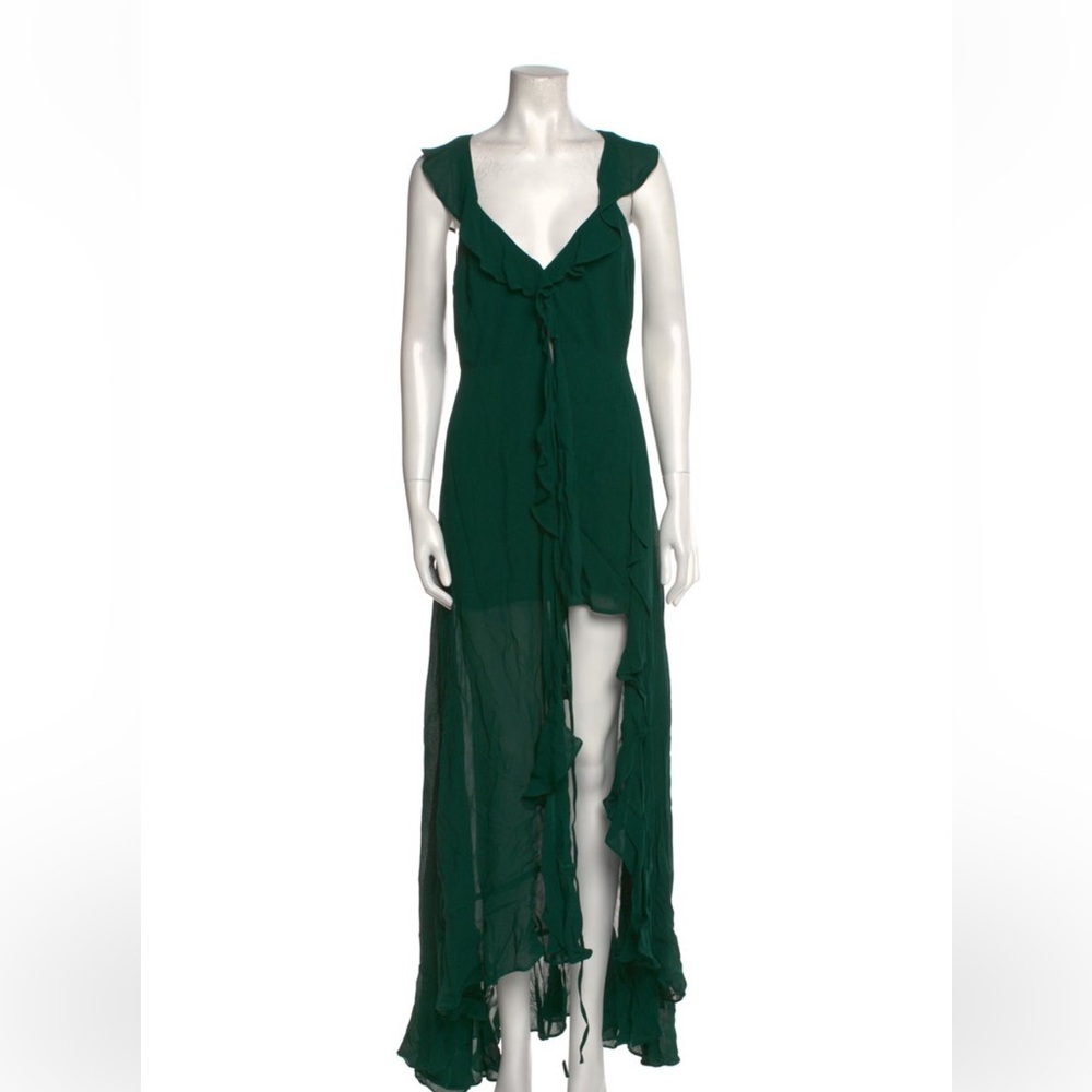 Reformation Green Ruffle Dress